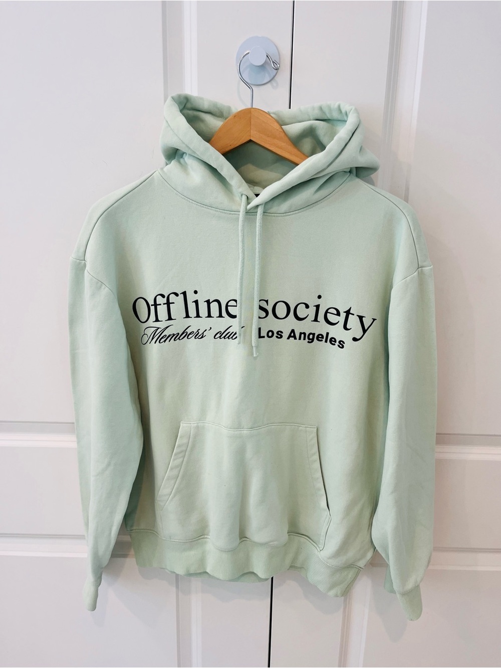 H&M women’s small Offline Society Los Angeles Mint Green Logo Hooded Sweatshirt